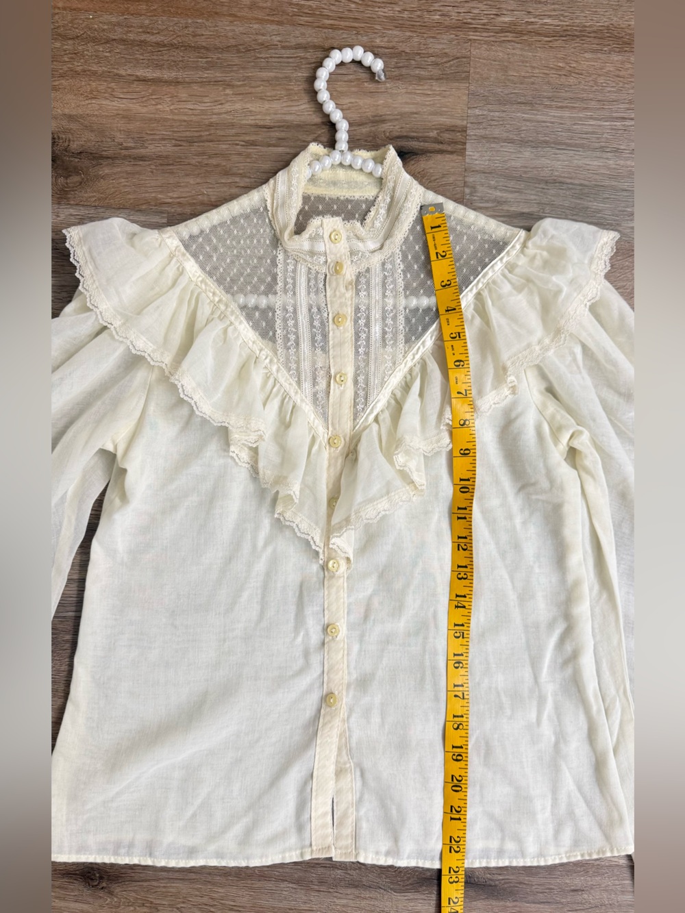 Vintage Gunne Sax Jessica McClintock Lace Victorian Blouse Ivory XS-S - Picture 6 of 8